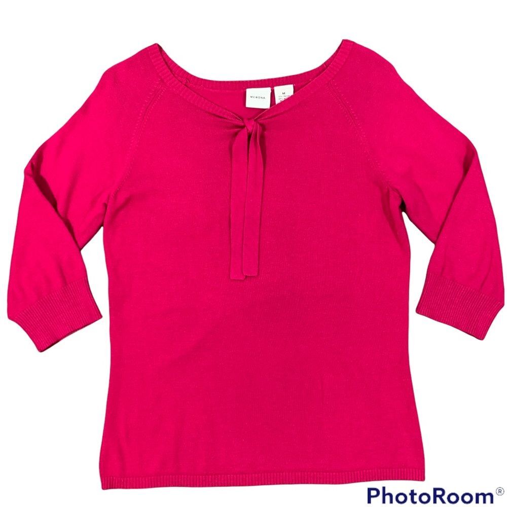Merona Pink 3/4 Sleeve Sweater Size Medium